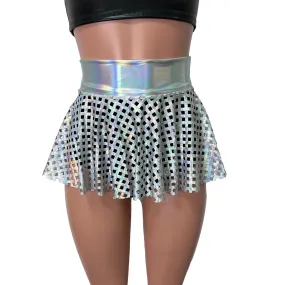 10" Skater Skirt - Opal Diamond Cutout Holographic Iridescent