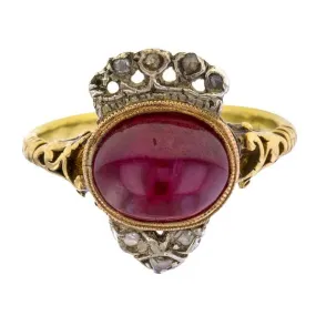 Antique Crowned Ruby & Diamond Ring