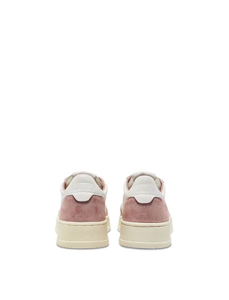 Autry Womens Medalist Low Trainers White Goatskin / Pink Suede