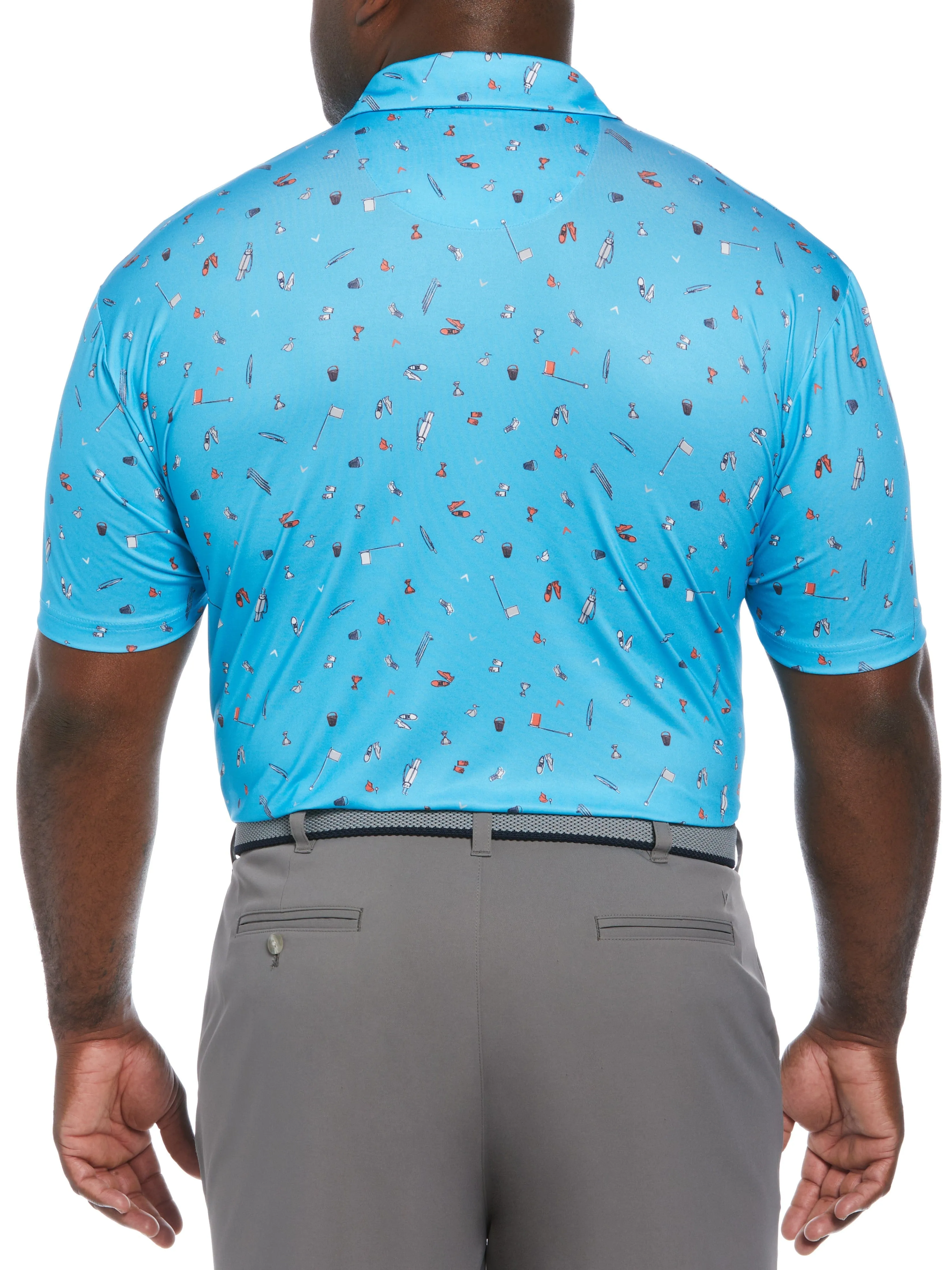 Big & Tall Short Sleeve All Over Tee Time Print Polo