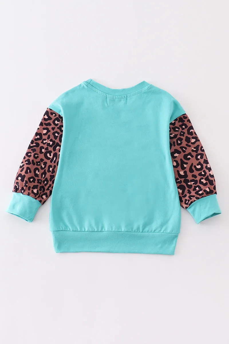 Blue leopard football girl top