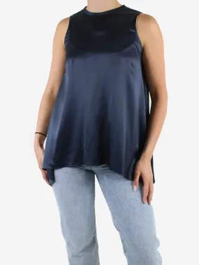 Blue silk sleeveless top - size S