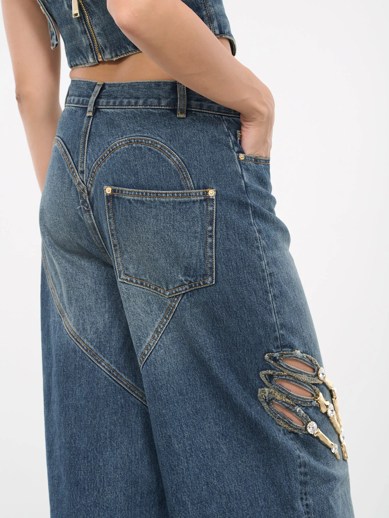 Bone Slash Denim Pants (2304P05265-VINTAGE-INDIGO)