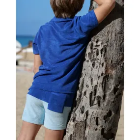 boys cobalt blue crystal colorblock french terry short   french terry polo