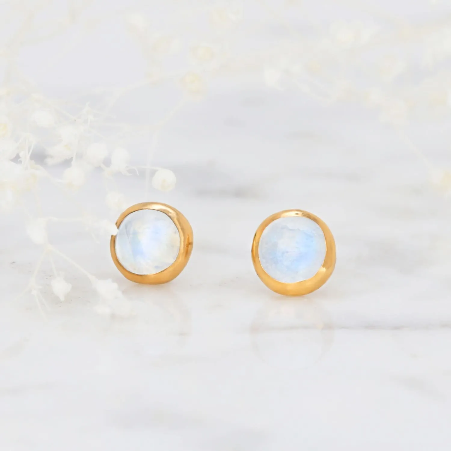 Dainty Rainbow Moonstone Earring