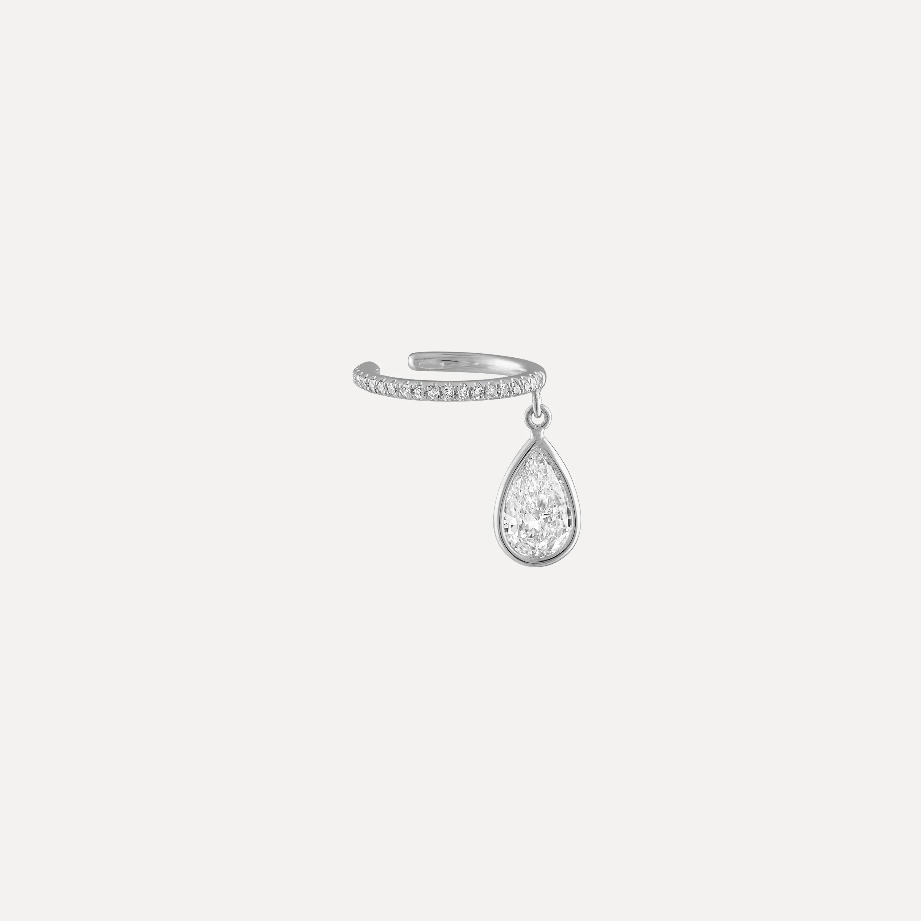 Ear Cuff with Dangling Pear-Shaped Diamond 0.50ct