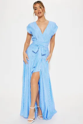 Evelyn Striped Maxi Dress - Blue/combo