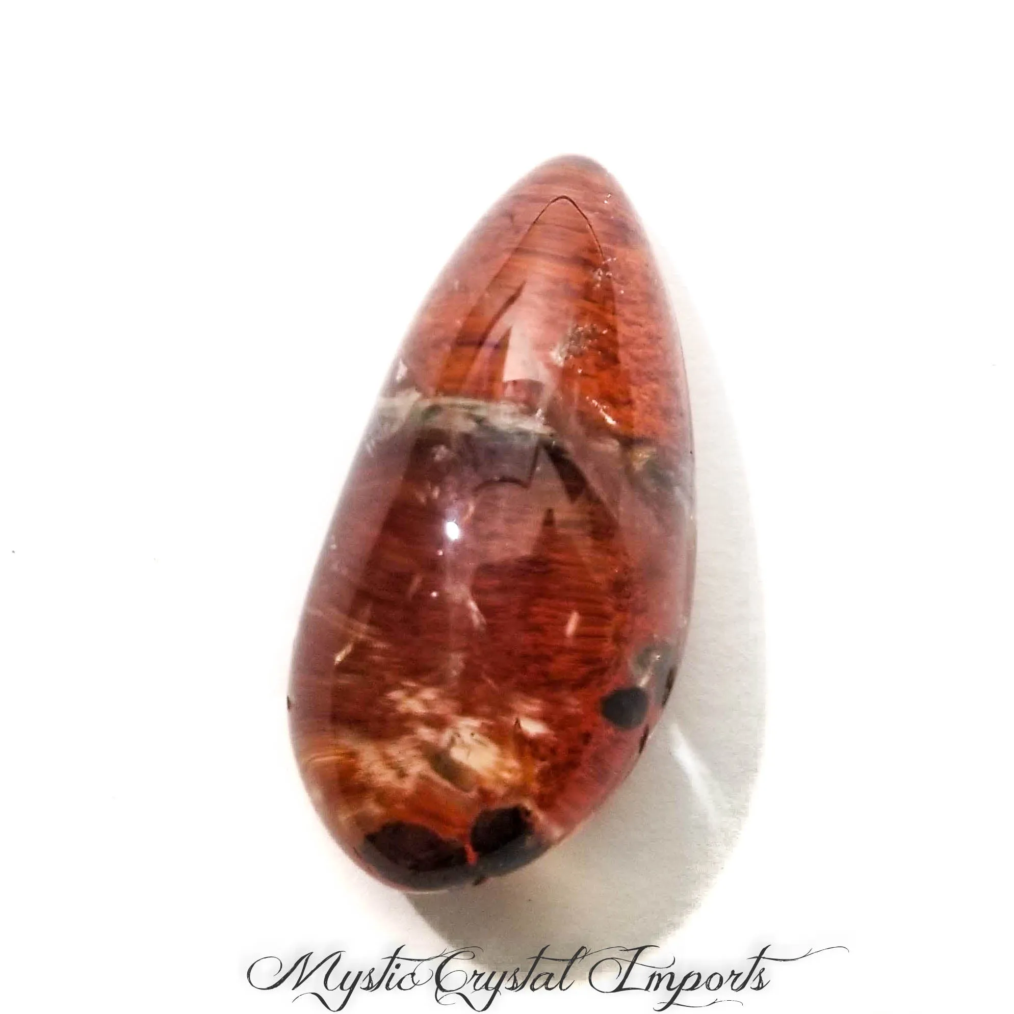 Fine Red Lodolite Quartz Crystal Meditation Stone