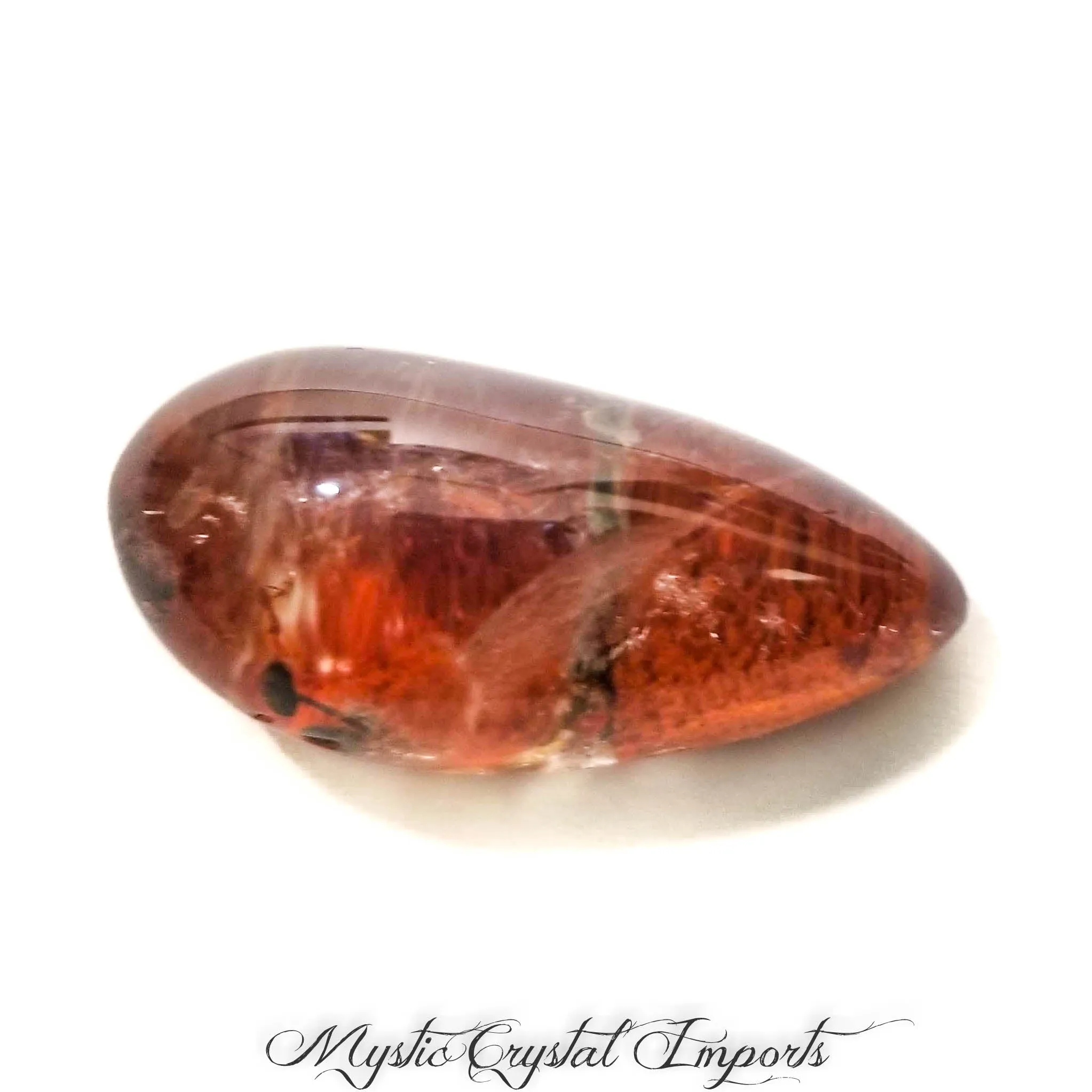 Fine Red Lodolite Quartz Crystal Meditation Stone