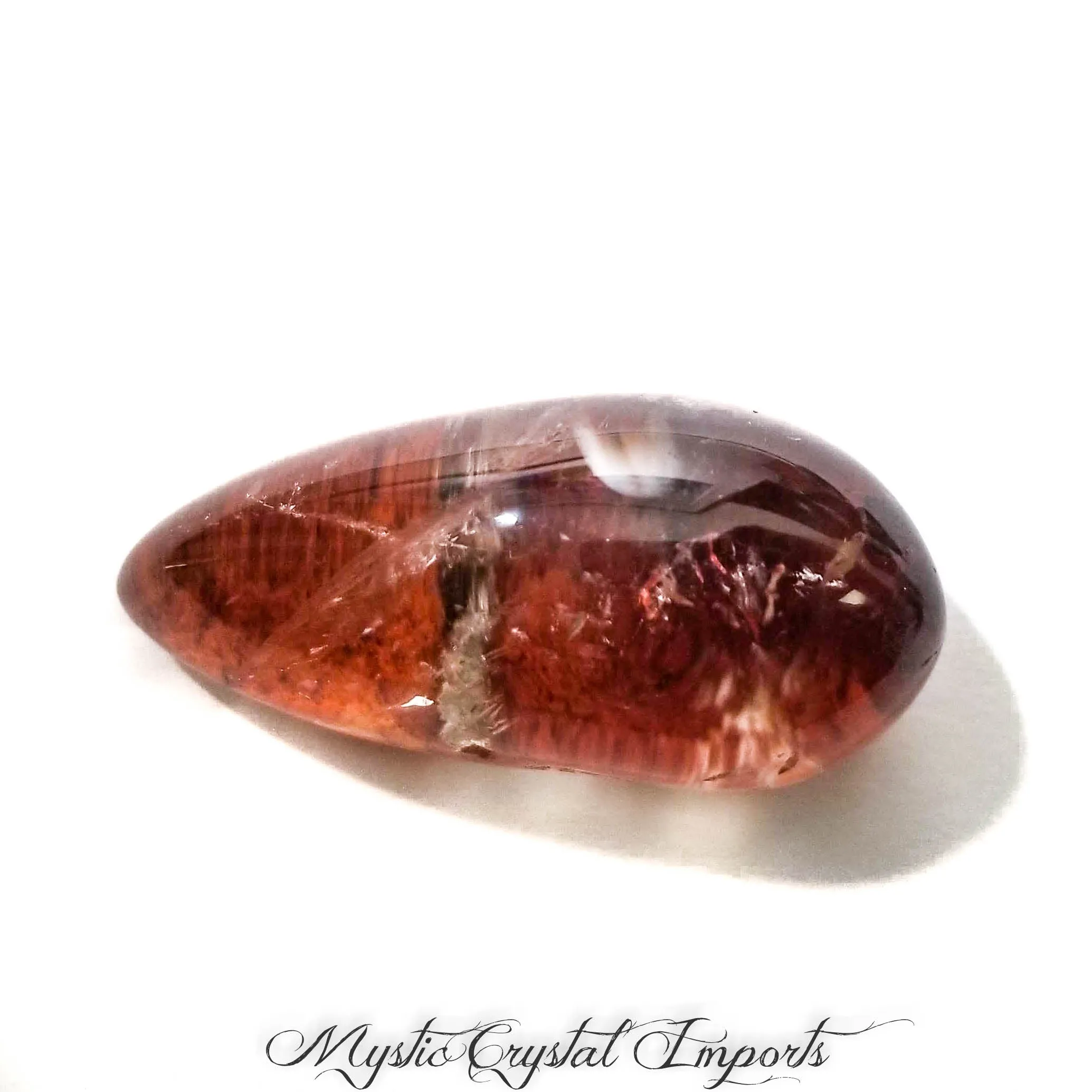 Fine Red Lodolite Quartz Crystal Meditation Stone