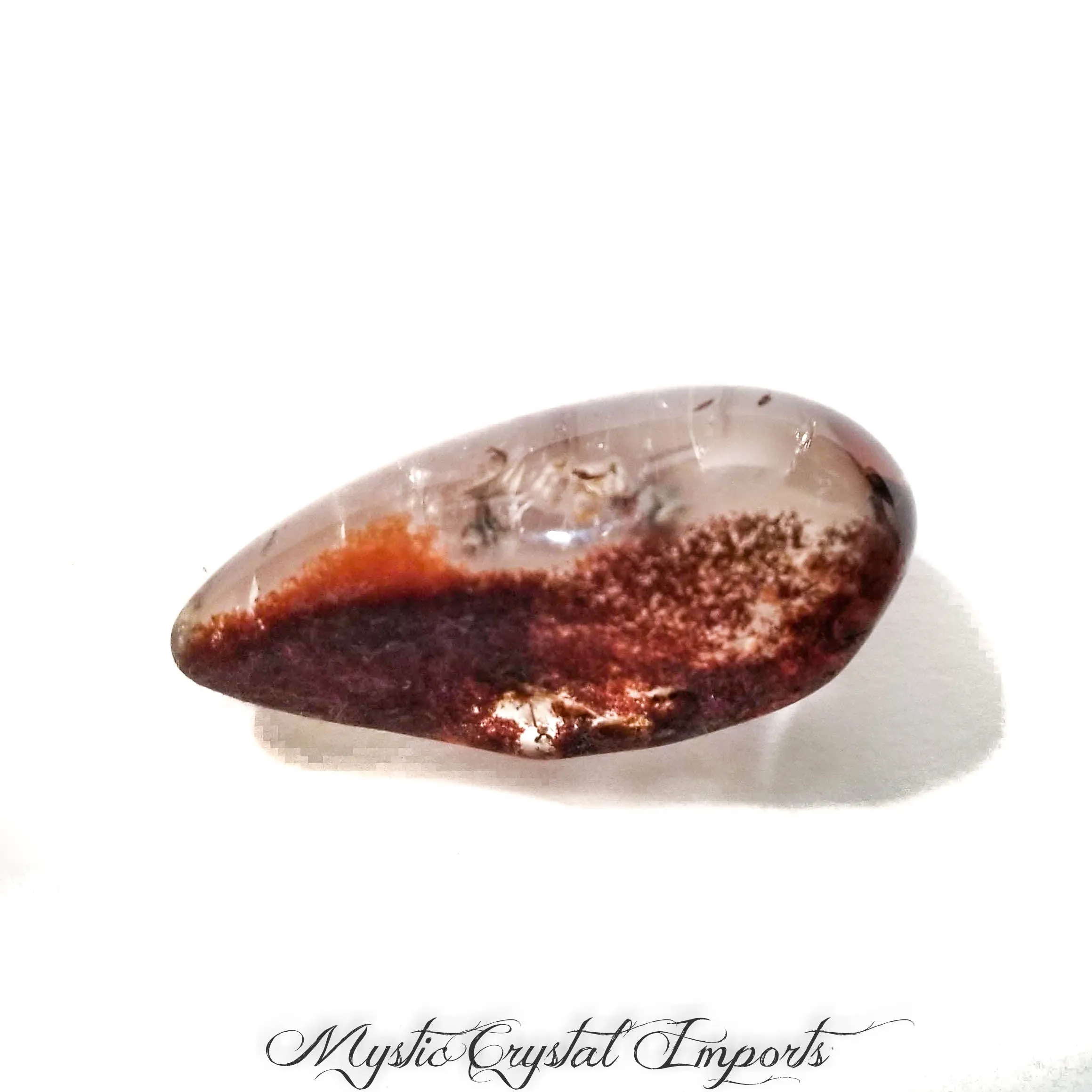 Fine Red Lodolite Quartz Crystal Meditation Stone