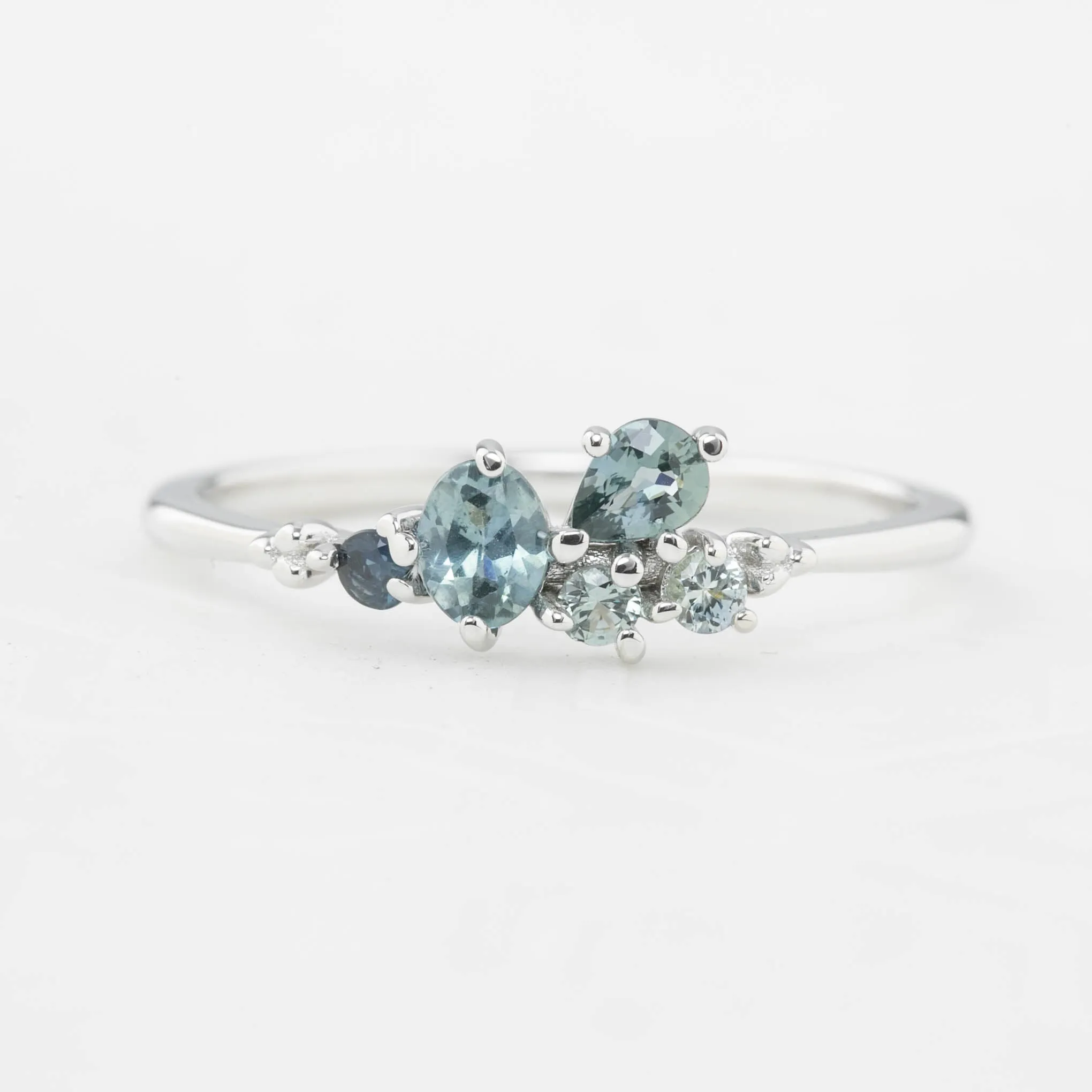 Five Stones Sapphire Stardust Cluster Ring