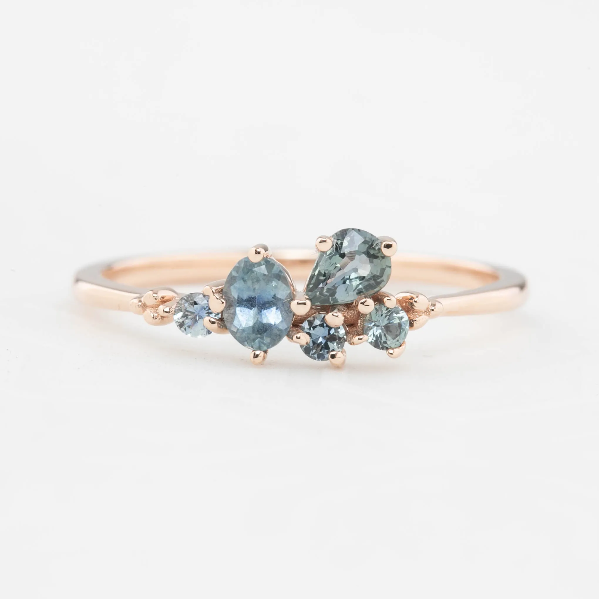 Five Stones Sapphire Stardust Cluster Ring