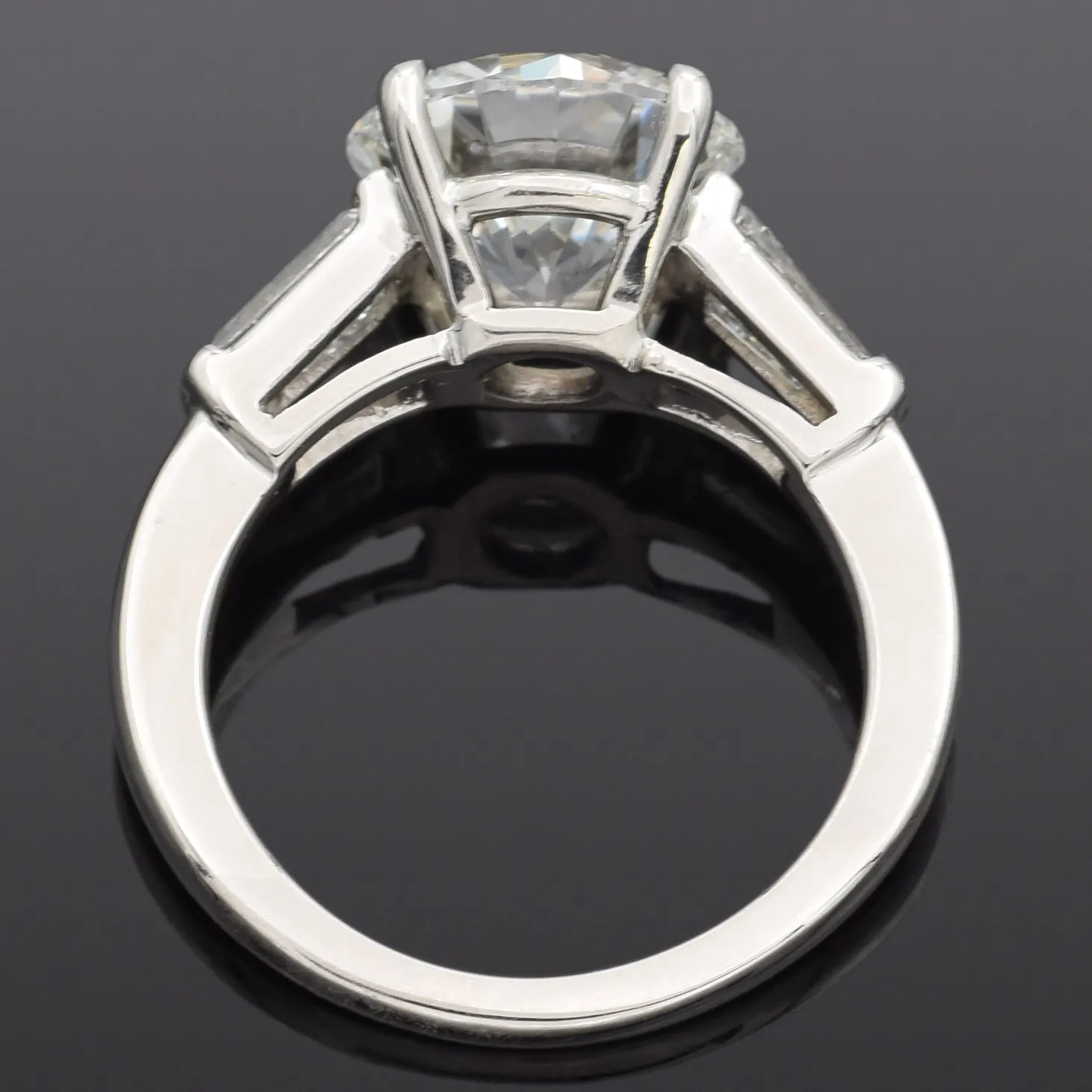 GIA Certified 3.22Ct Round Brilliant G I2 Center Diamond Platinum Ring 3.72 TCW