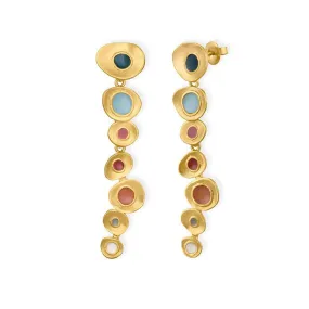 Handmade Gold Plated Dangle Long Earrings With Multicolor Enamel Favorita Colors JOIDART