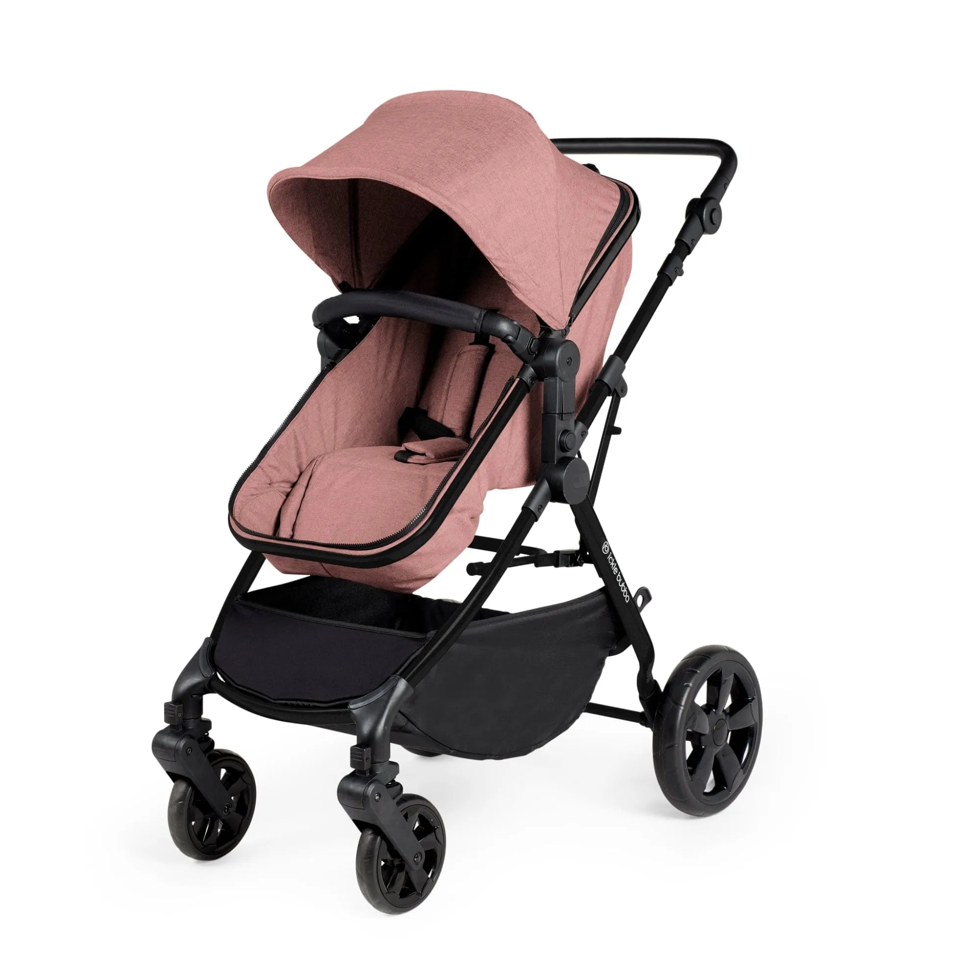 Ickle Bubba Comet I-Size Travel System With Stratus Car Seat & Isofix Base - Black / Dusky Pink / Black