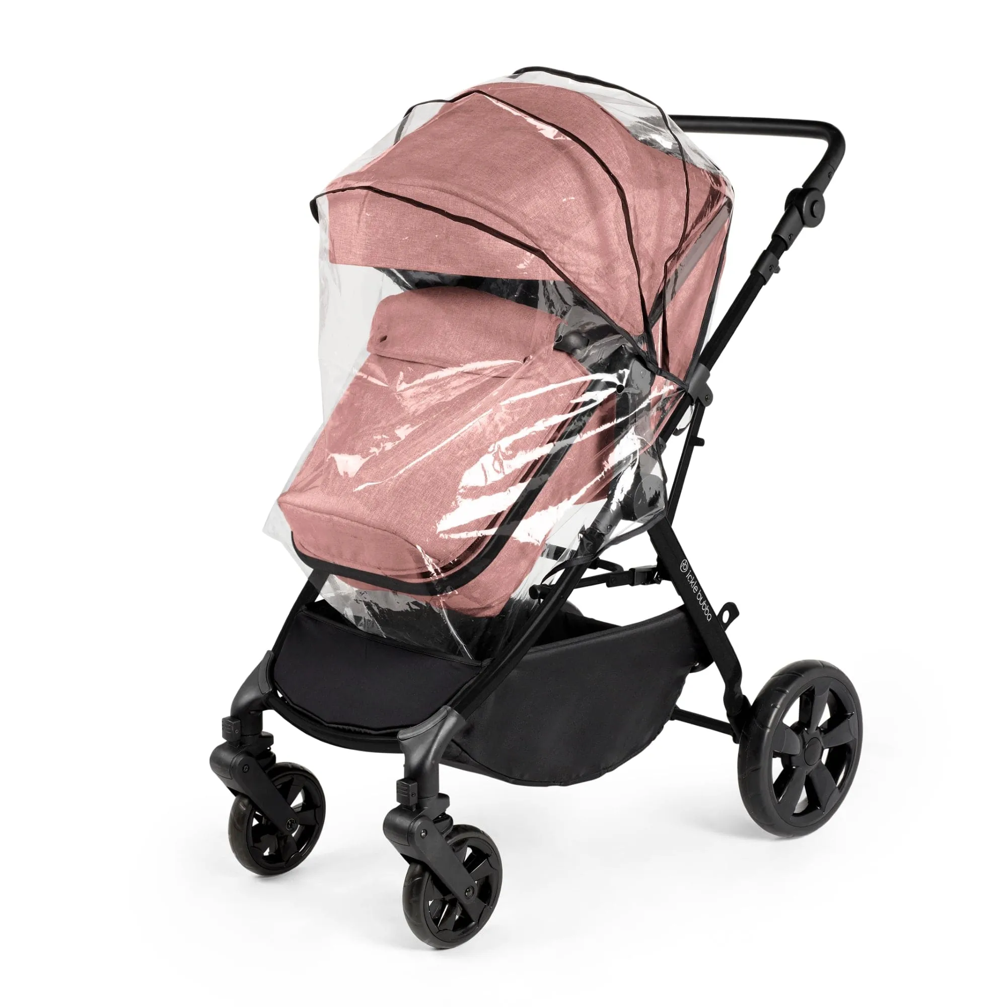 Ickle Bubba Comet I-Size Travel System With Stratus Car Seat & Isofix Base - Black / Dusky Pink / Black