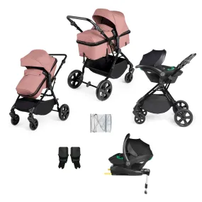 Ickle Bubba Comet I-Size Travel System With Stratus Car Seat & Isofix Base - Black / Dusky Pink / Black