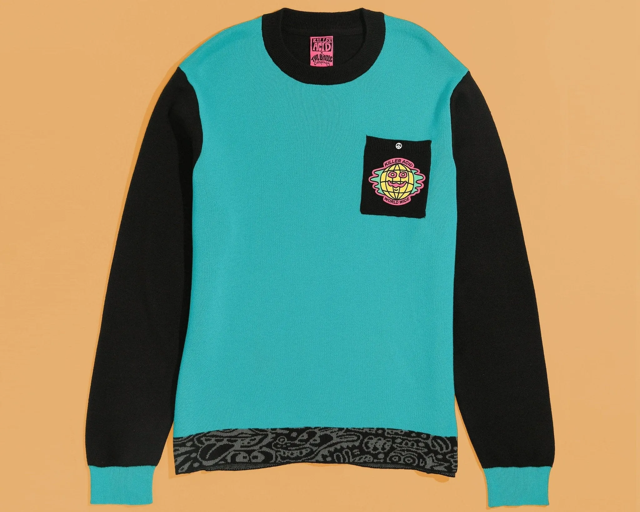 Killer Acid x The Bindle Conspiracy World Wide Teal & Black Sweater