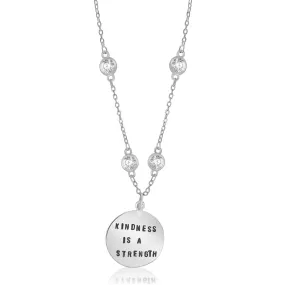 Kindness is a Strength Necklace with Sparkly Crystals, Kindness Wins Jewelry