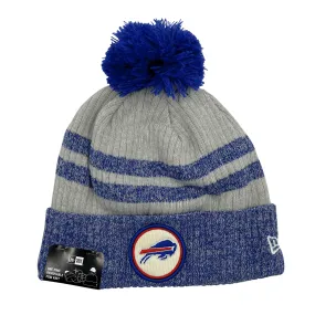 New Era Buffalo Bills Primary Logo Round Patch Gray & Blue Knit Hat