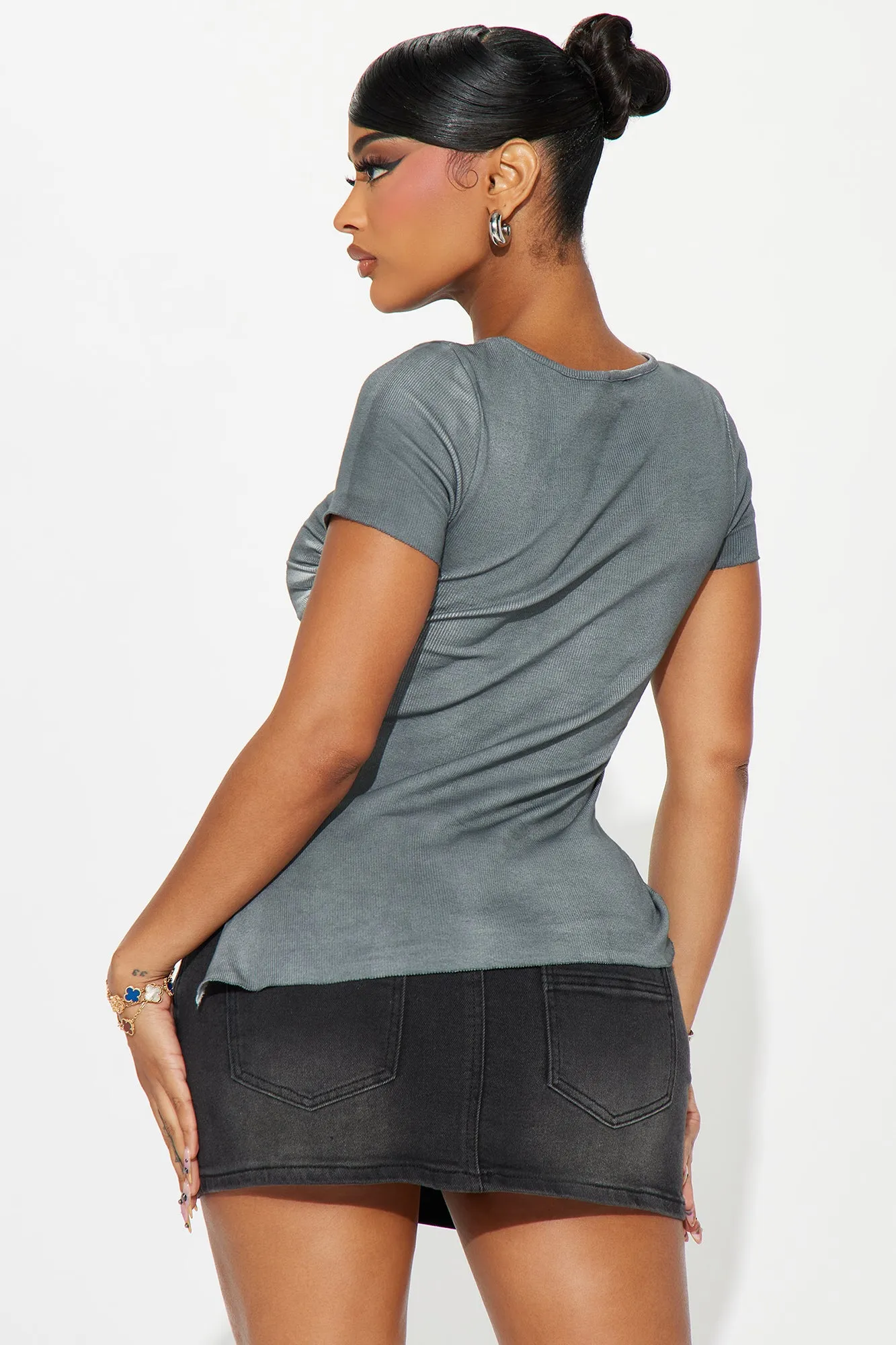 On Cloud Nine Asymmetrical Washed Top - Black Wash