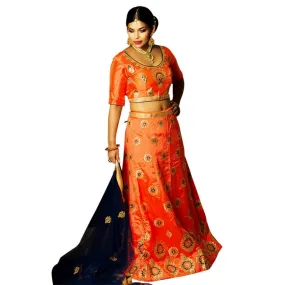 Orange Lehenga with blue duppatta