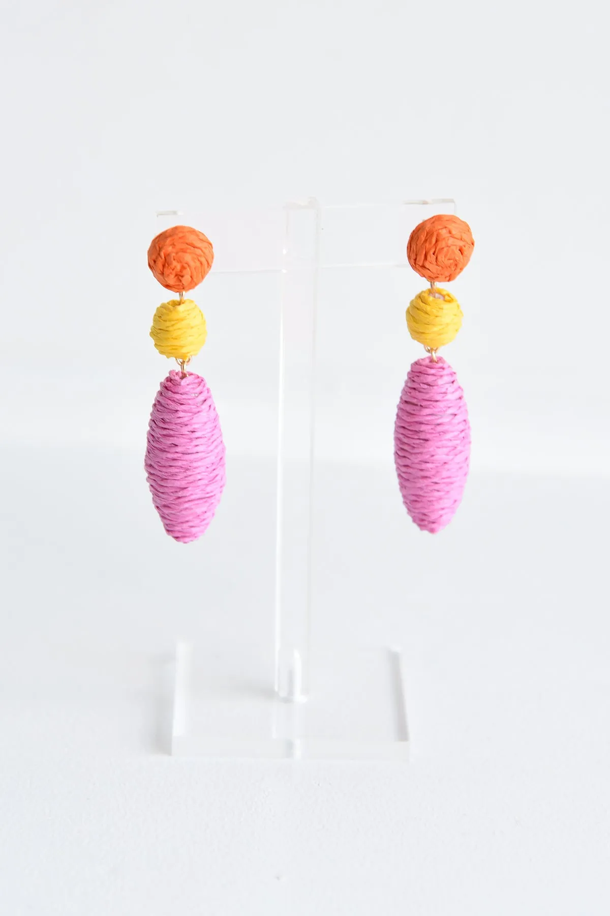 PINK STRAW EARRINGS