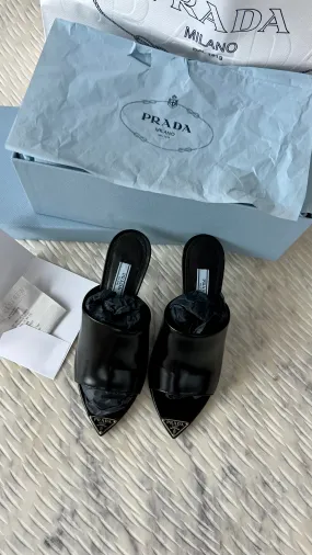 Prada Brushed Leather Heel Sandals