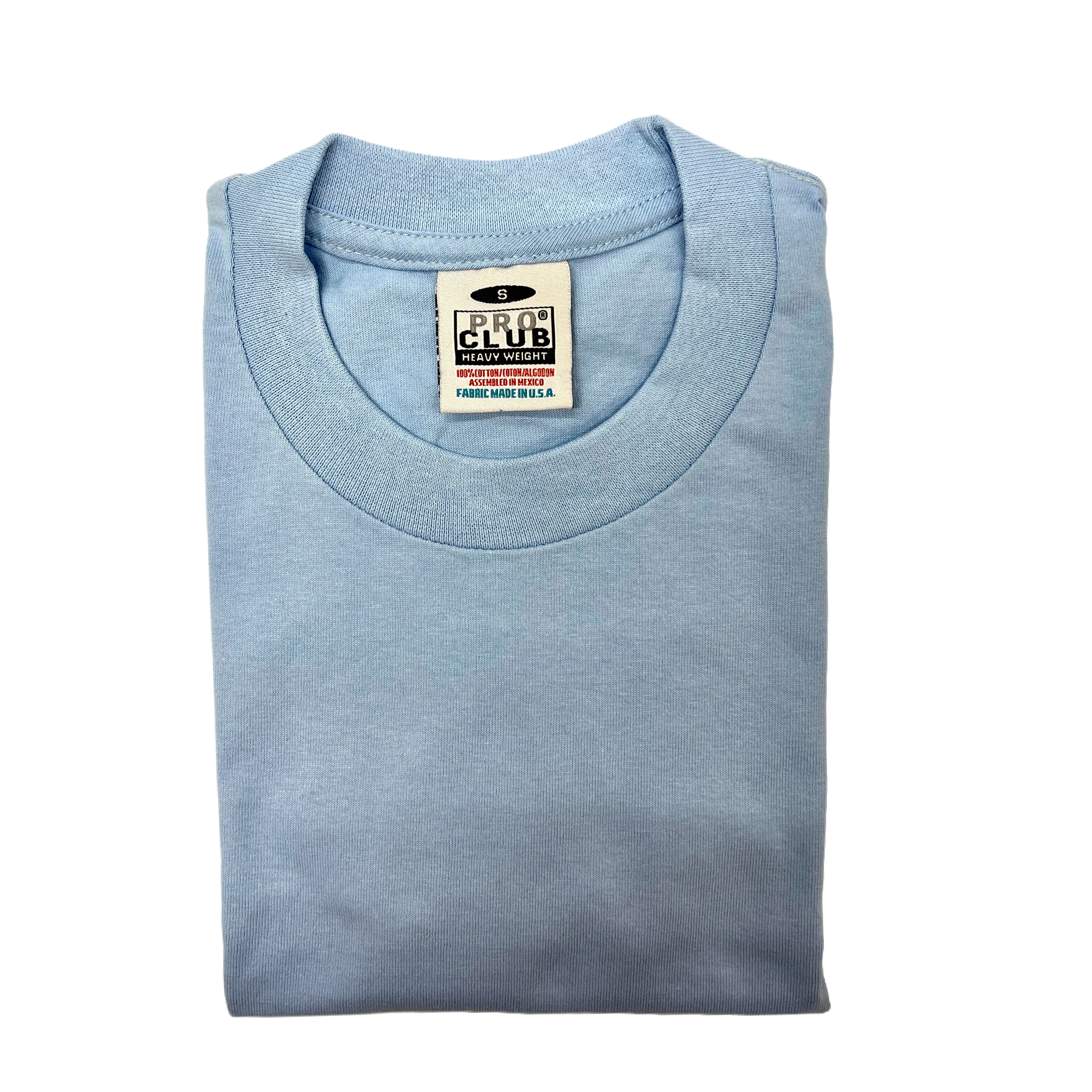 Pro Club Men's Heavyweight Cotton Short Sleeve Crew Neck T-Shirt - Sky Blue