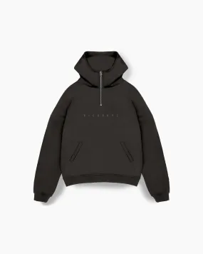 QUARTER ZIP HOODIE - COAL