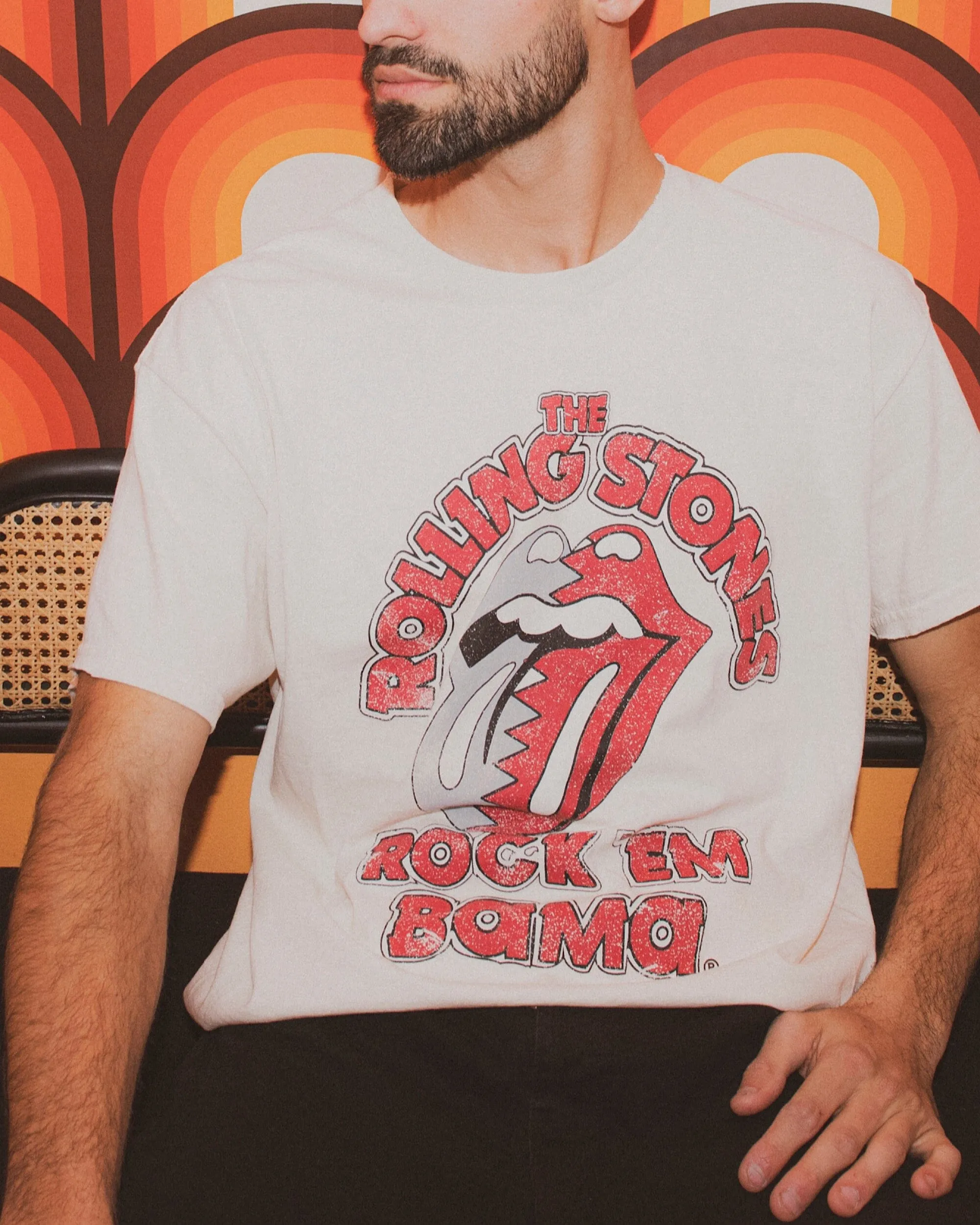 Rolling Stones Rock 'Em Bama Off White Thrifted Tee