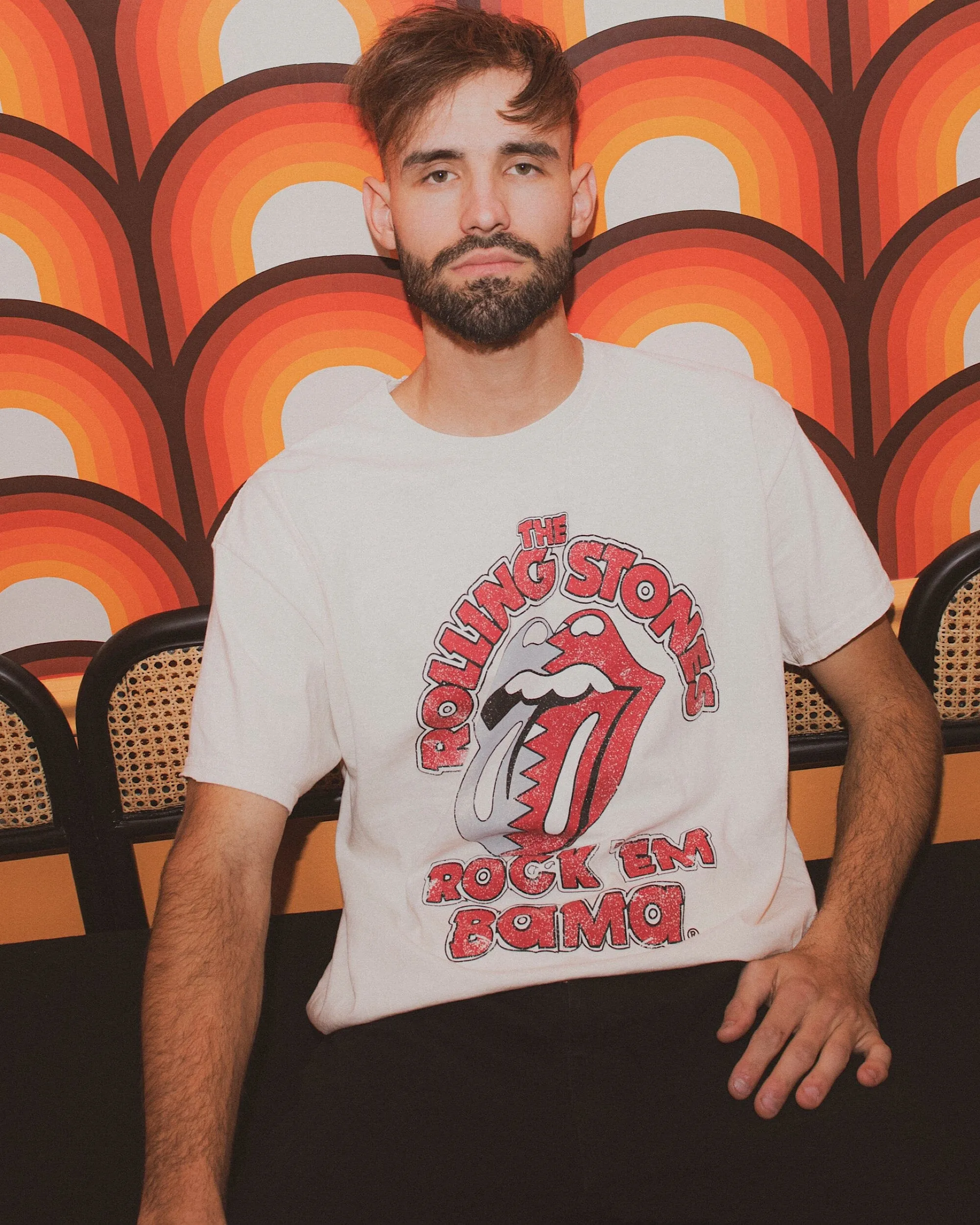 Rolling Stones Rock 'Em Bama Off White Thrifted Tee