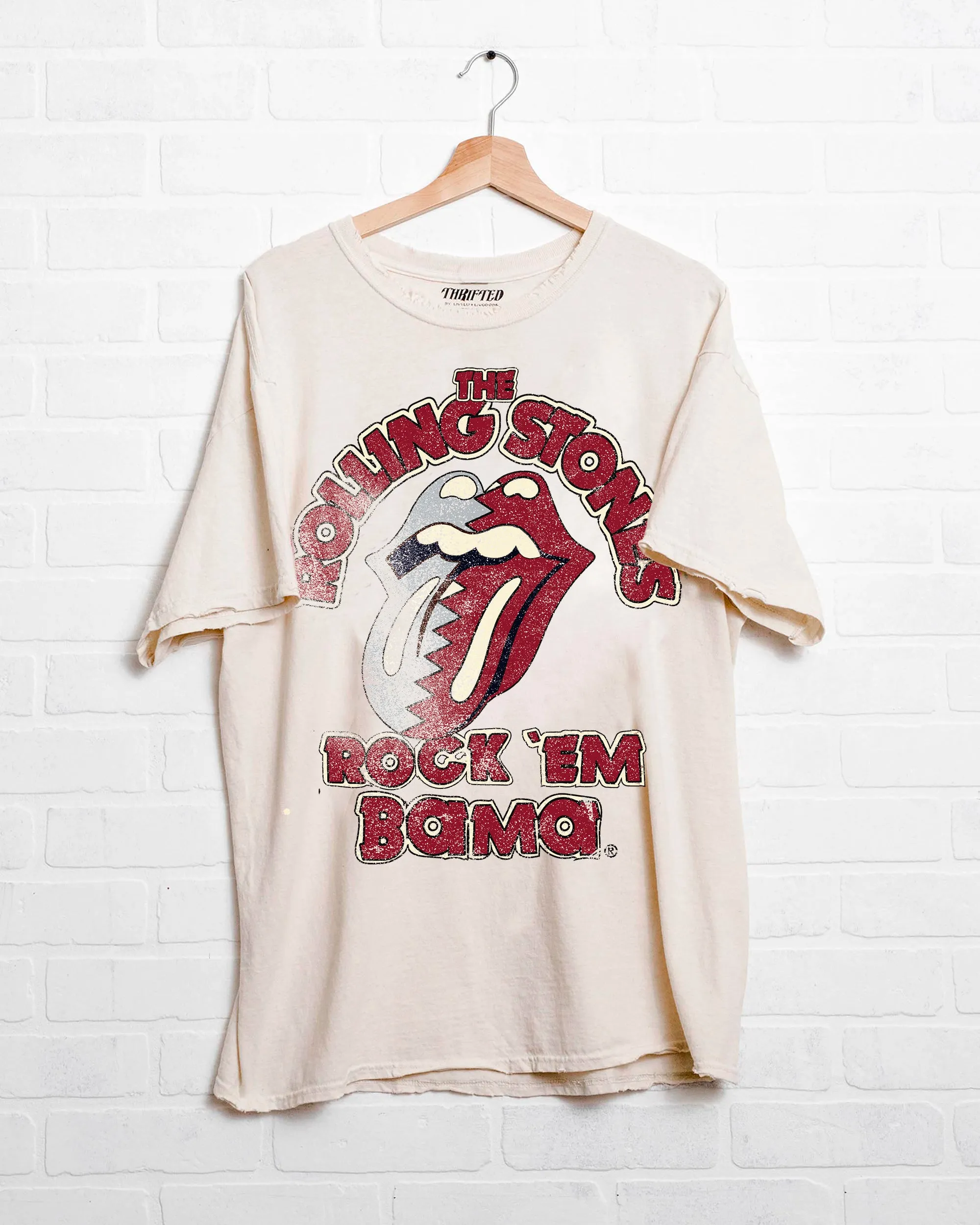 Rolling Stones Rock 'Em Bama Off White Thrifted Tee