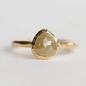 Rustic Yellow Pear Diamond Engagement Ring in Reclaimed Yellow Gold - Unique Earthy Engagement Ring - Yellow Rosecut Diamond ring by Anueva