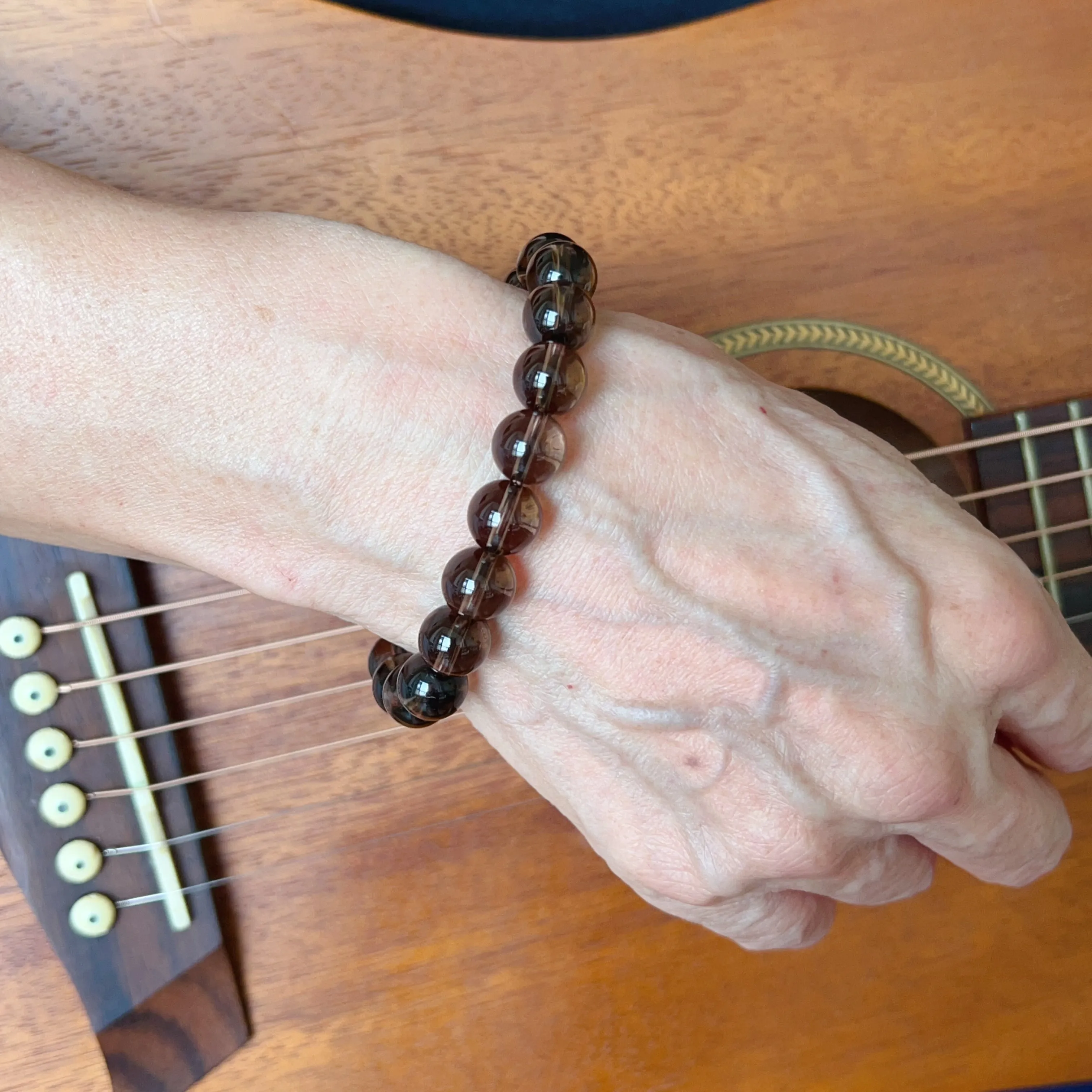 Stone of Health | Smoky Quartz Crystal Bracelet Handmade with High-quality 10mm Round Beads | Men's Women's Healing Crystal Jewelry