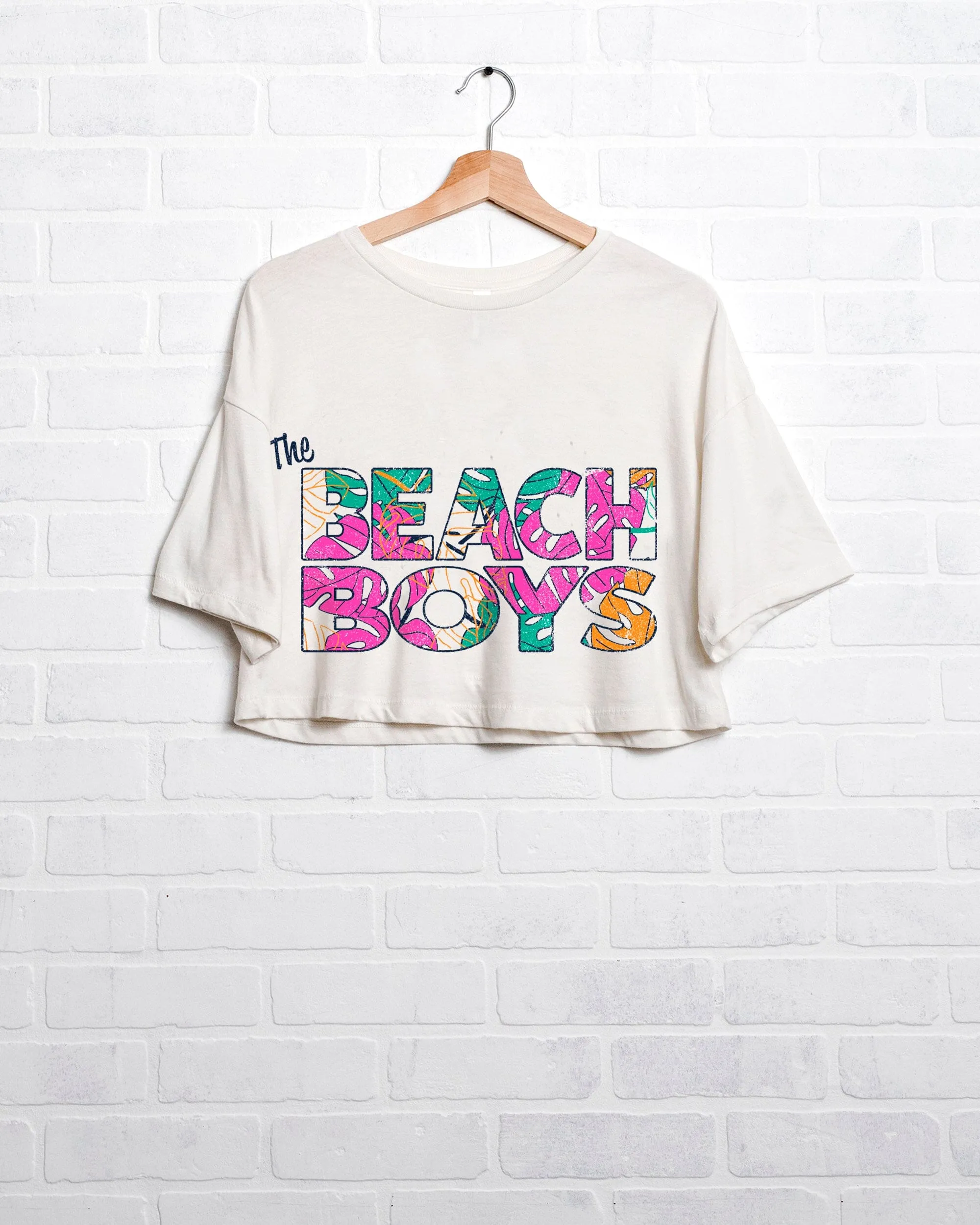 The Beach Boys Neon Palm Off White Cropped Tee