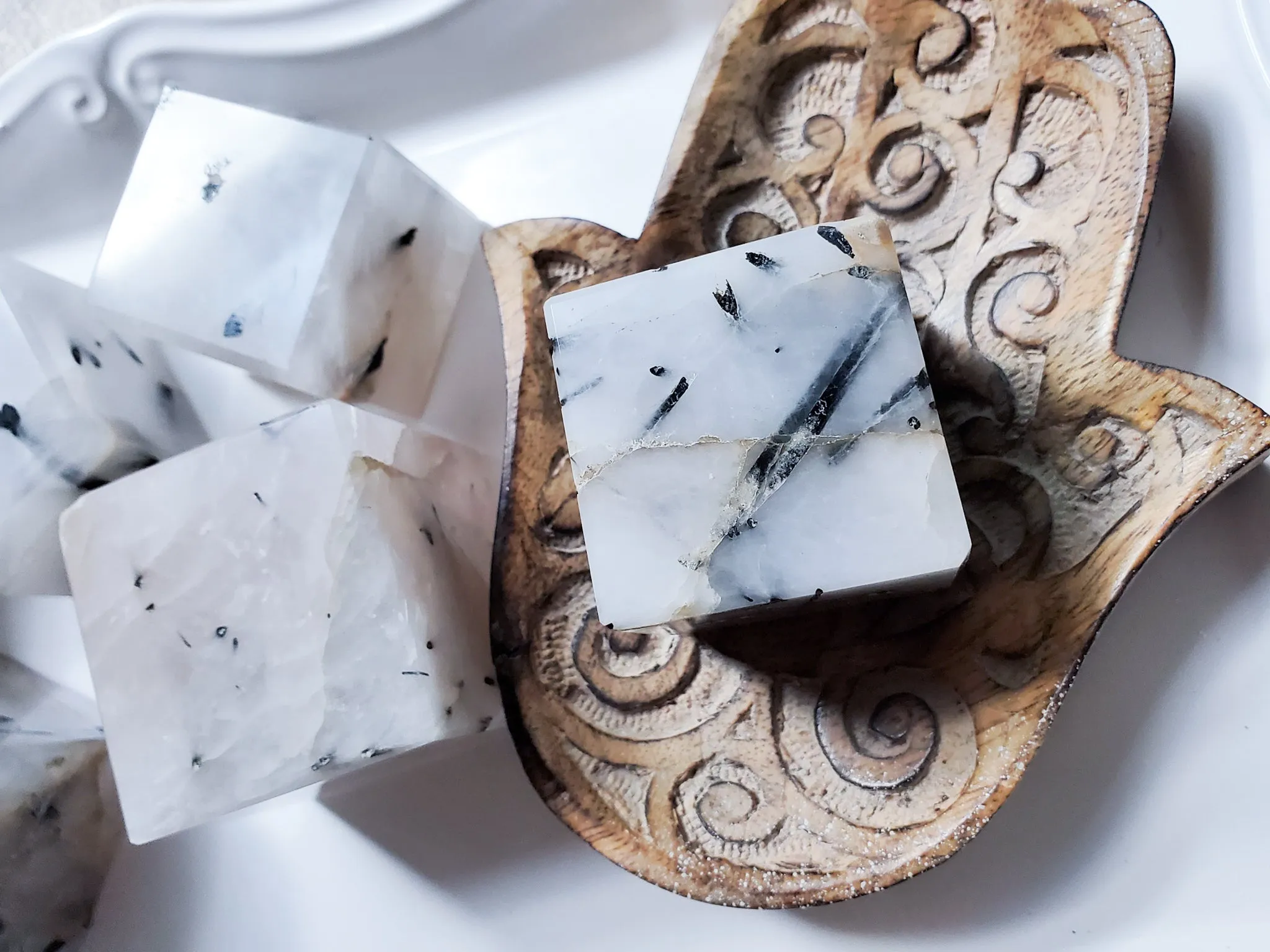 Tourmaline in Quartz Cube