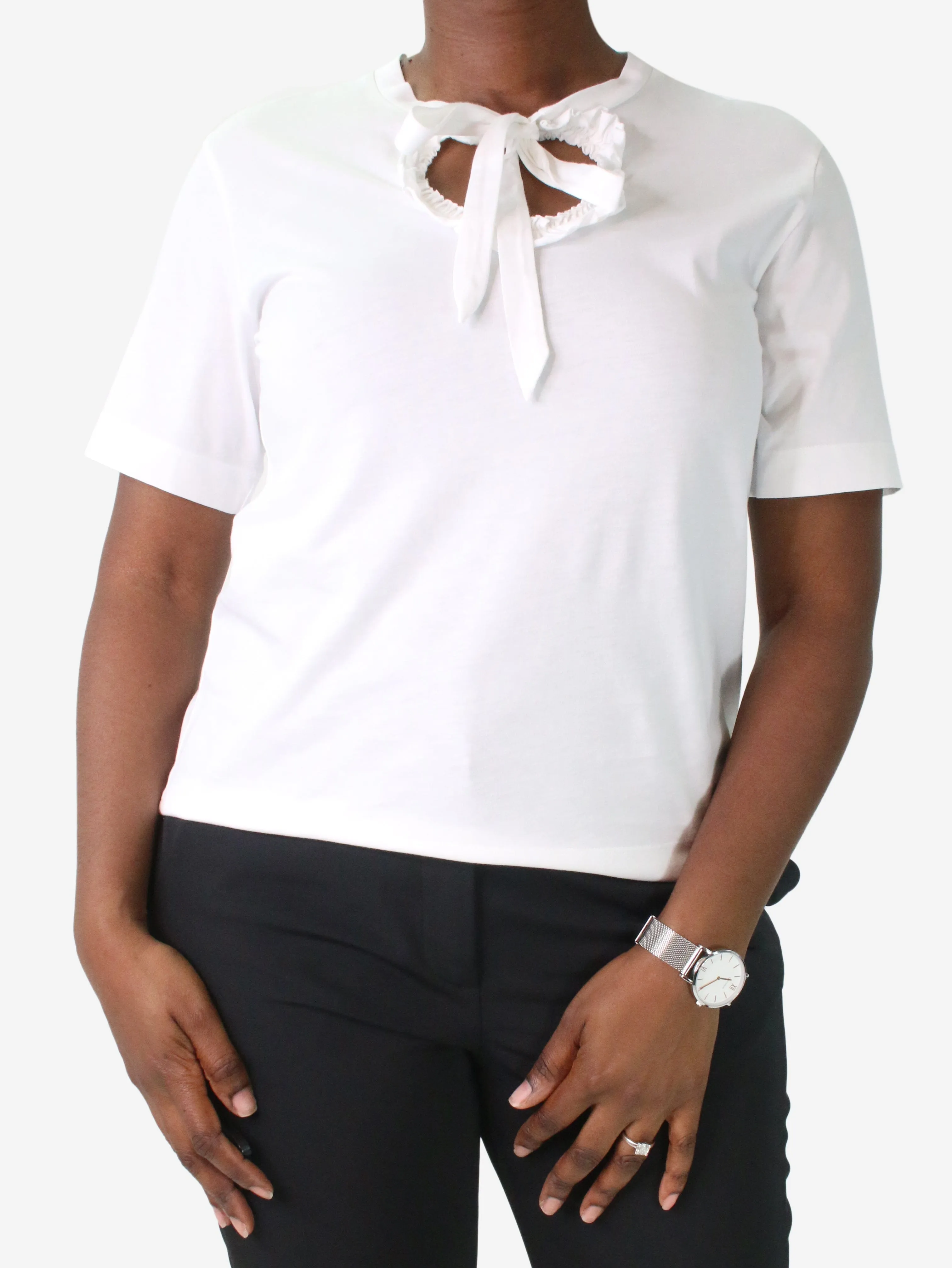 White short-sleeved neck-tie t-shirt - size M