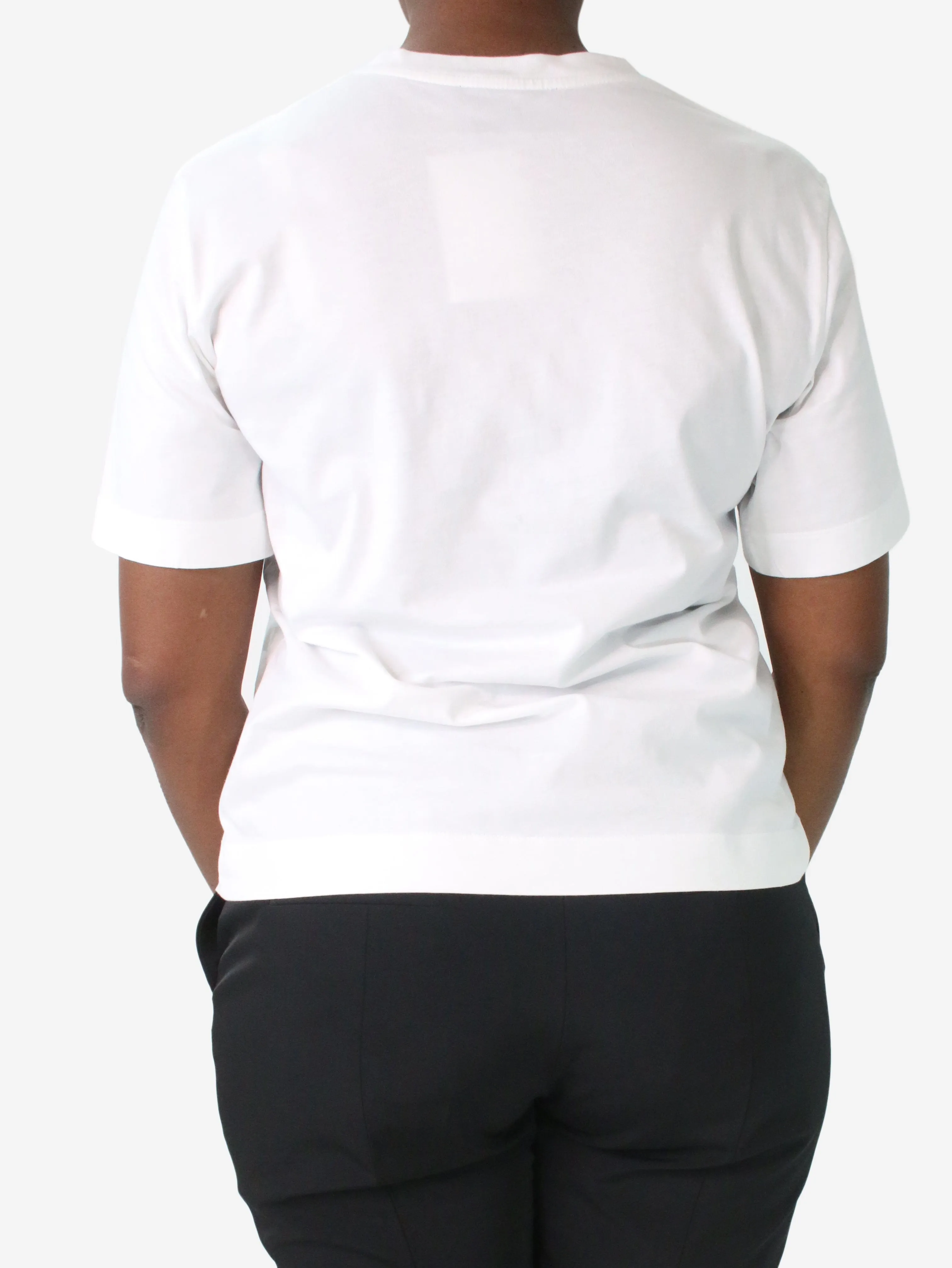 White short-sleeved neck-tie t-shirt - size M