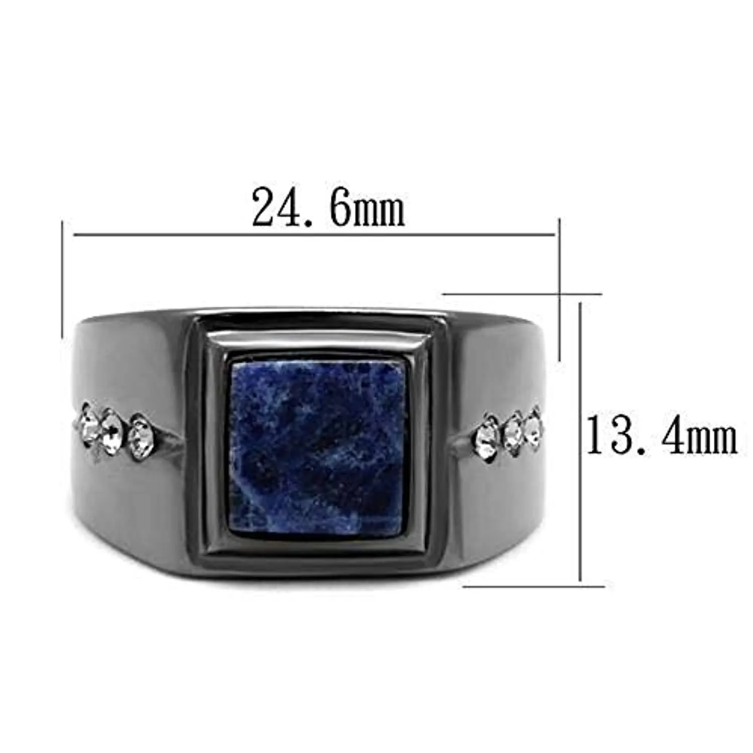 WildKlass Stainless Steel Ring IP Light Black (IP Gun) Men Blue Sand Montana